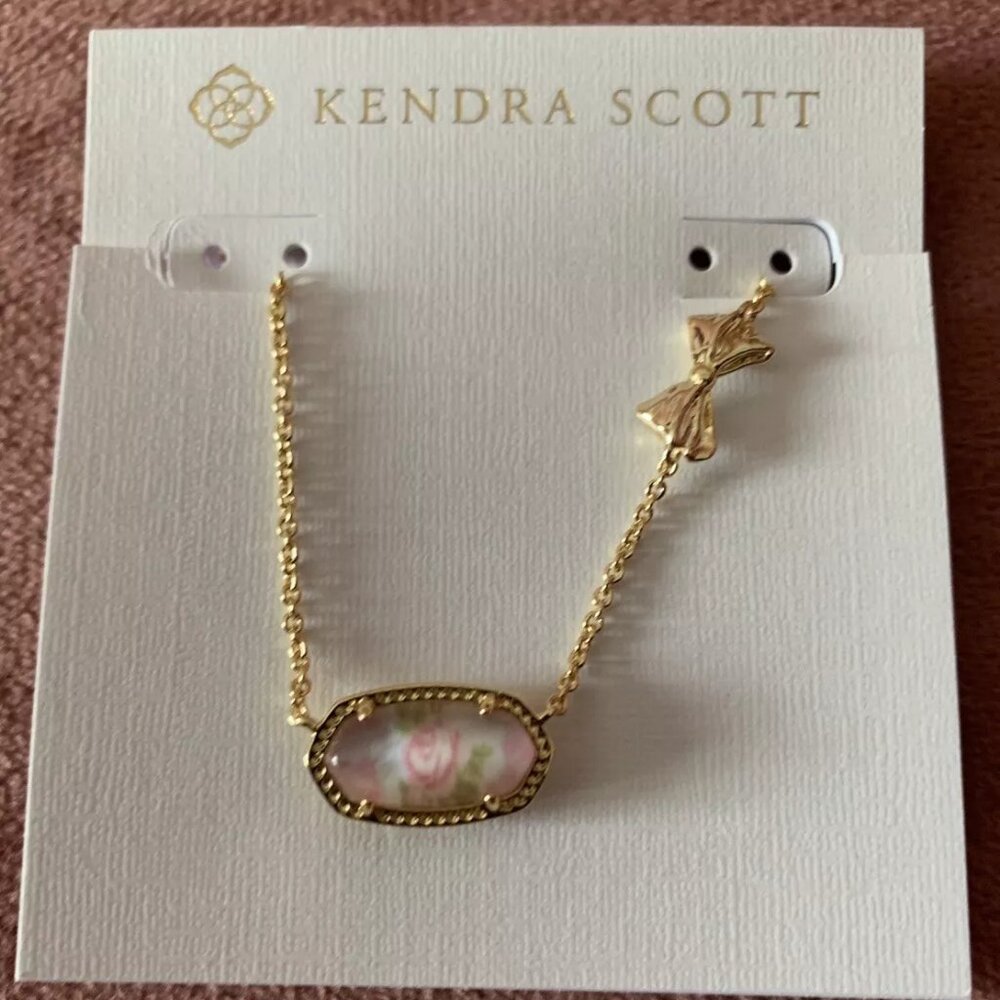 NWT Love Shack Fancy x Kendra Scott Elisa Marie Pink Blooming Heirloom Necklace